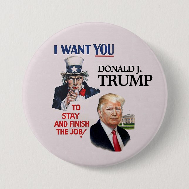 Uncle Sam Wants Donald Trump 2020 3 Inch Round Button (Front)