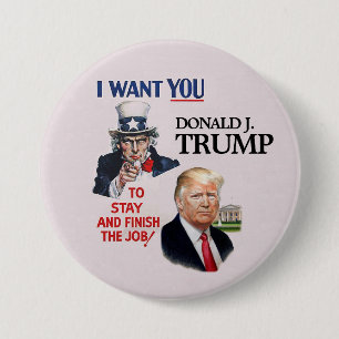 Uncle Sam Wants Donald Trump 2020 3 Inch Round Button