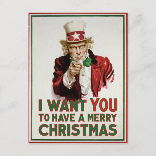 Uncle Sam wants YOU to have a Merry Christmas Holiday Postcard (Front)