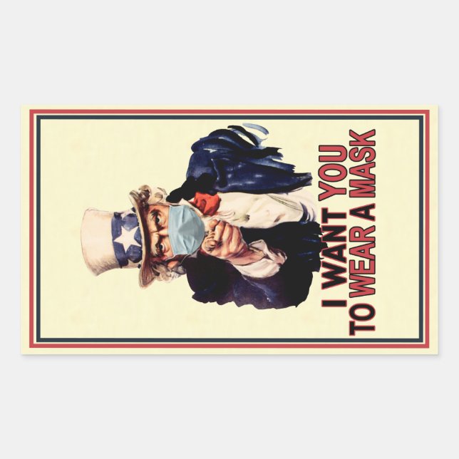 Uncle Sam Wants You to Wear a Face Mask USA Sticker (Front)