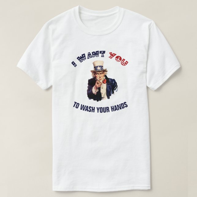 Uncle Sam Wash Your Hands T-Shirt (Design Front)