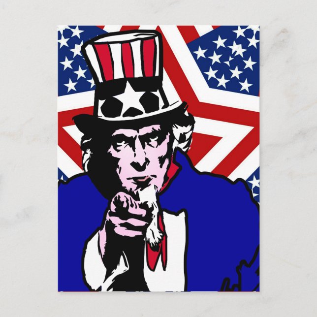 Uncle Sam with Stars & Stripes Background Postcard (Front)