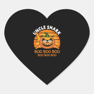 Uncle Shark Boo Boo Boo T-Shirt Funny Halloween Heart Sticker