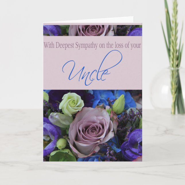 Uncle  Sympathy card with Roses (Front)