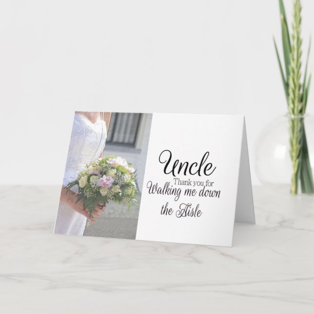 Uncle    Thanks for Walking me down Aisle Thank You Card (Front)