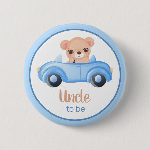 Uncle To Be Bear Boy Baby Shower Button