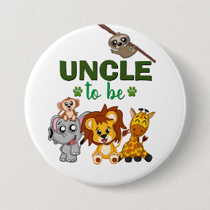 Uncle To Be Jungle Safari Zoo Animal Baby Shower 3 Inch Round Button