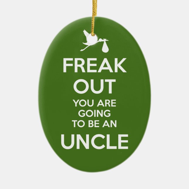 Uncle-to-Be Pregnancy Announcement Christmas Ceramic Ornament (Front)