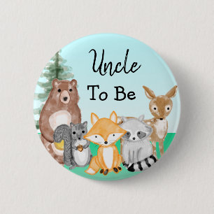 Uncle To Be Woodland Creatures Baby Shower 2 Inch Round Button