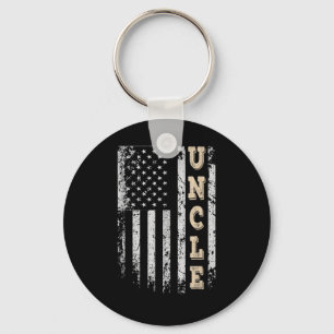 Uncle Vintage American Flag Fathers Day 4th Of Jul Keychain