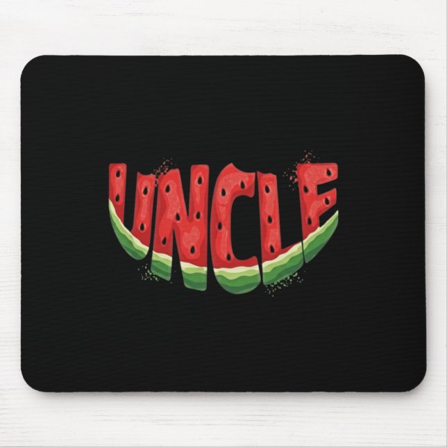 Uncle Watermelon Typography - Funny Summer Fruit Mouse Pad (Front)