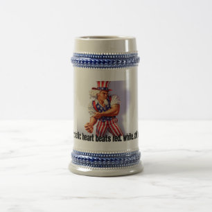 UncleSam_normal, My patriotic heart beats red, ... Beer Stein