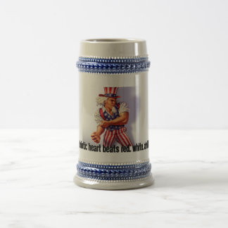 UncleSam_normal, My patriotic heart beats red, ... Beer Stein
