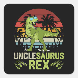 Unclesarurus Rex   Cool Retro Dinosaur Design Square Sticker