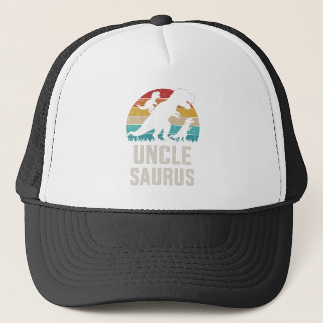 Unclesaurus vintage dinosaur uncle father's day trucker hat (Front)
