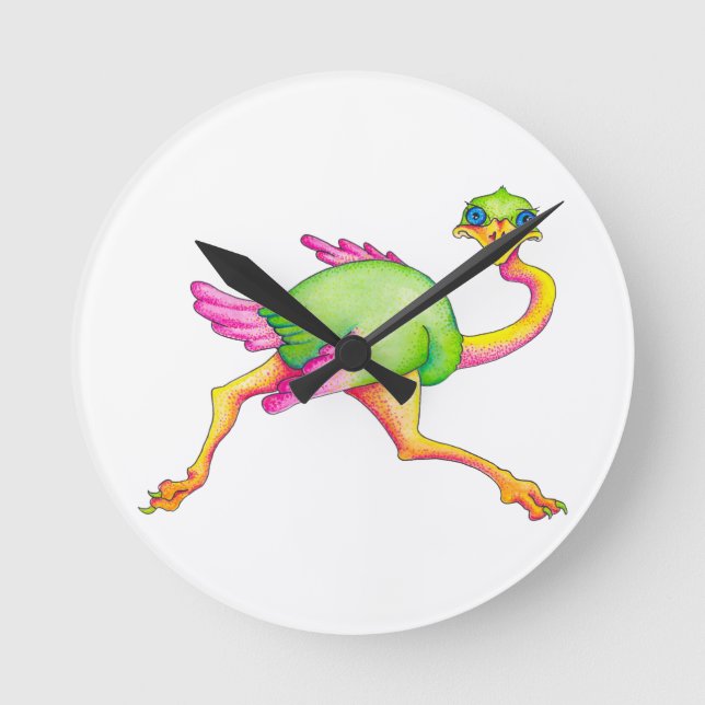 Uncommon Ostrich Round Clock (Front)