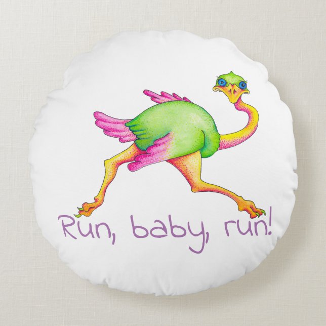 Uncommon Ostrich Round Pillow (Front)