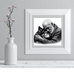 Unconditional Bond Elderly Man and Dog Tender Photo Print