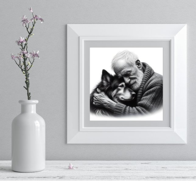 Unconditional Bond Elderly Man and Dog Tender Photo Print (Creator Uploaded)