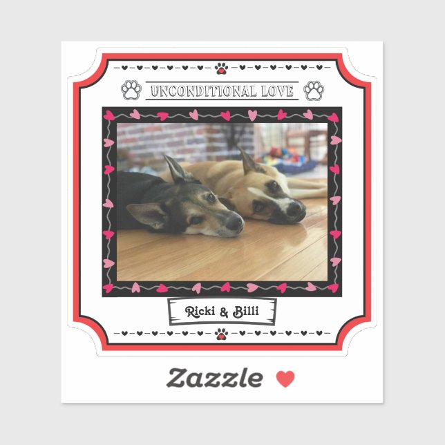 Unconditional Love Dog Photo with Hearts & Paws (Sheet)