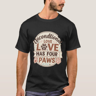 Unconditional Love Has Four Paws Vintage Dog Graph T-Shirt