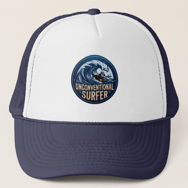 Unconventional Surfer Mat Surfer Logo Trucker Hat (Front)