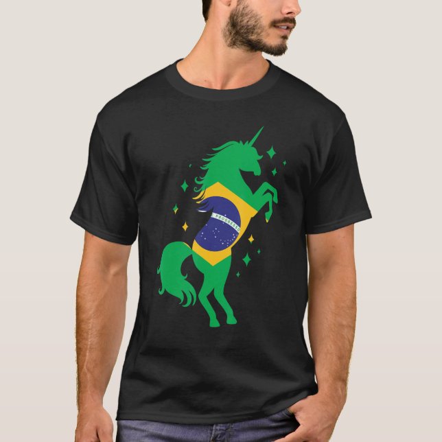 Uncorn Brazil Flag 1 T-Shirt (Front)