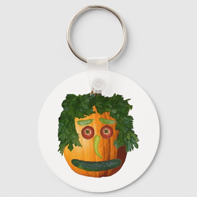 Uncut Pumpkin Face Keychain (Front)