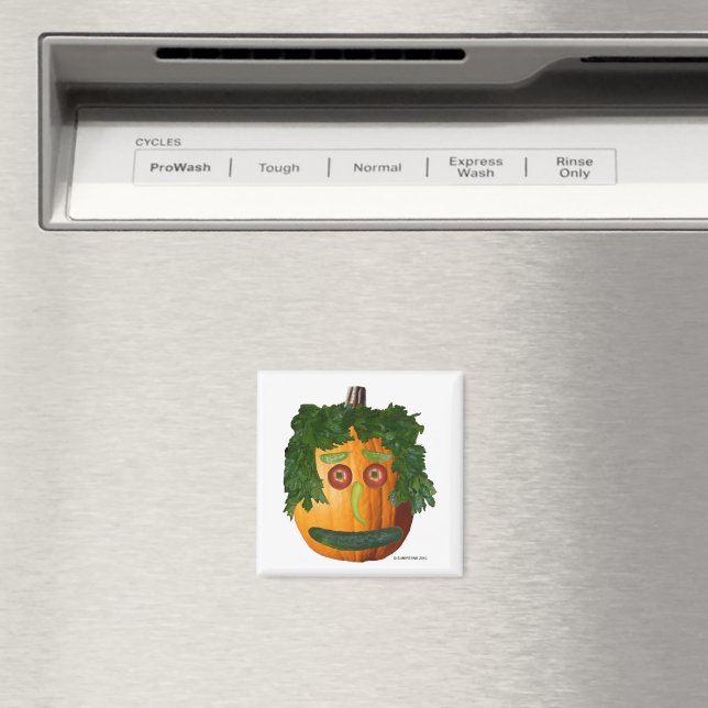 Uncut Pumpkin Face Square Magnet (In Situ (Dishwasher))