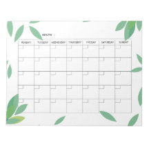 Undated fresh Green Minimalist Monthly Planner 