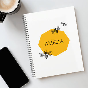 Undated Personalized Name Bee Yellow Stickers Planner