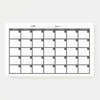 Undated Sticky Note Calendar - Black