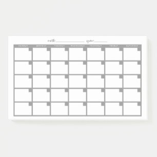 Undated Sticky Note Calendar - Grey