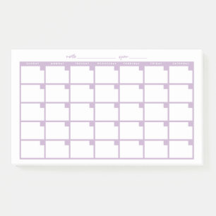 Undated Sticky Note Calendar - Light Purple