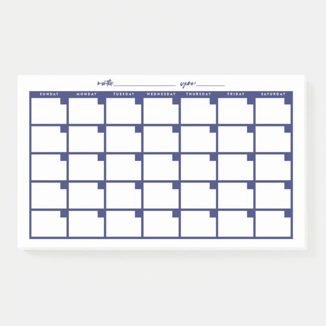 Undated Sticky Note Calendar - Navy (Front)
