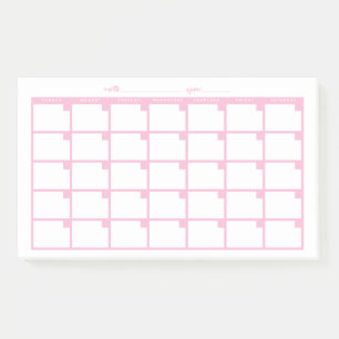 Undated Sticky Note Calendar - Pink