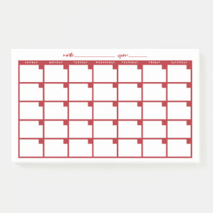 Undated Sticky Note Calendar - Red
