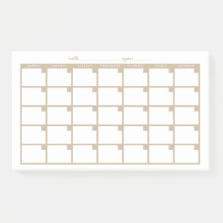 Undated Sticky Note Calendar - Tan