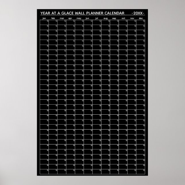Undated Year At A Glance Wall Planner Calendar Poster (Front)
