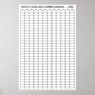 Undated Year At A Glance Wall Planner Calendar Poster