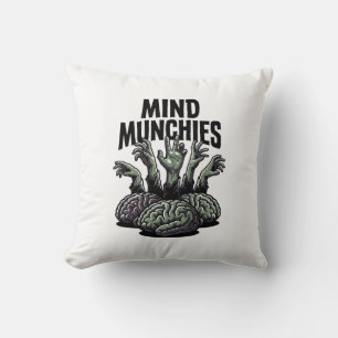 Undead Brain Feast Vintage Zombie Hands Horror Shi Throw Pillow