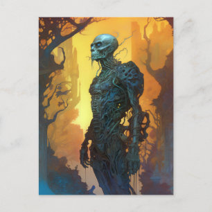 Undead Cyborge Sci-Fi Horror Art Postcard