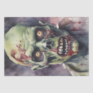 Undead Elegance: Watercolor Zombie Face Decoupage Tissue Paper