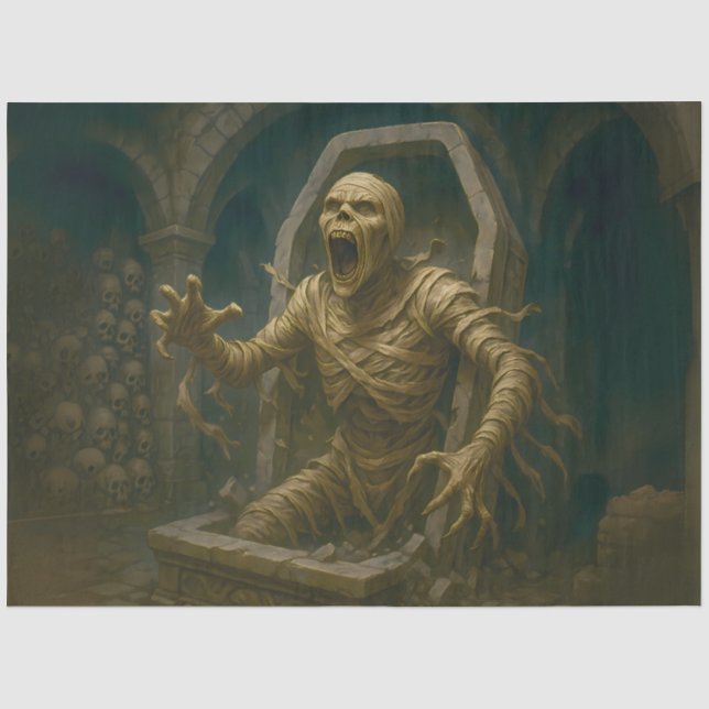 Undead Mummy Rising from Tomb  Gothic Horror Egypt Tissue Paper (Front)