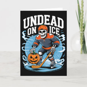 Undead On Ice Funny Hockey Skeletons Halloween Card