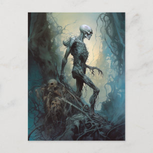 Undead Skeleton Monster Gothic Horror Art Postcard