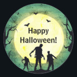 Undead Zombies Zombie Halloween Party Classic Round Sticker<br><div class="desc">customize for your event. The Party Text is removable or can be re-positioned.
Designed by Freepik</div>