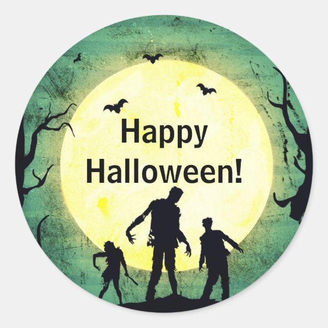 Undead Zombies Zombie Halloween Party Classic Round Sticker (Front)