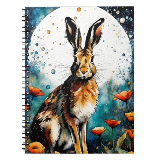 Under a full moon the Rabbit Notebook Journal (Front)