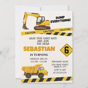 Under Construction Birthday Invites